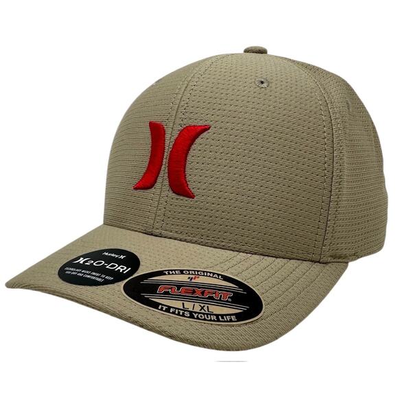 Hurley Men's H2O-DRI Pismo Perforated Mesh Flex Fit Hat Cap in L/XL Khaki - Picture 1 of 4